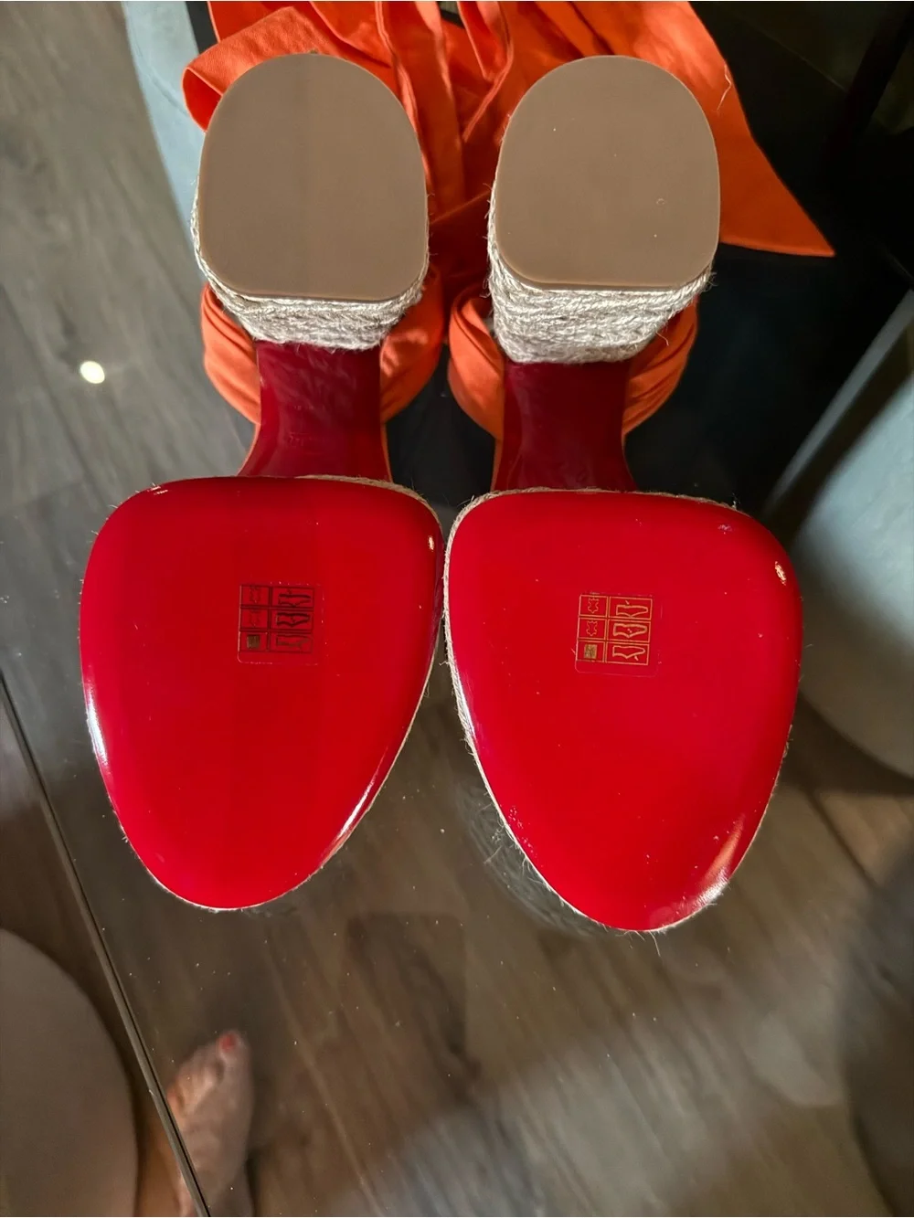 Christian Louboutin Mariza Du Desert 130 Orange Wrap-Ankle Platform Sandals